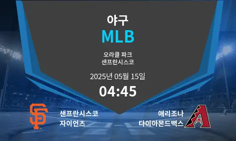 샌프란시스코 자이언츠 VS 애리조나 다이아몬드백스 MLB 경기 분석 – 2025년 5월 15일