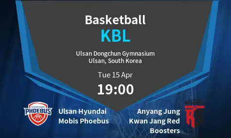 Ulsan Hyundai Mobis Phoebus VS Anyang Jung Kwan Jang Red Boosters KBL Match Analysis – April 15, 2025