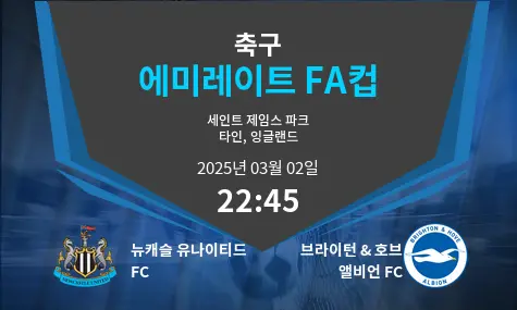 뉴캐슬 유나이티드 FC VS 브라이턴 & 호브 앨비언 FC 에미레이트 FA컵 경기 분석 – 2025년 3월 02일