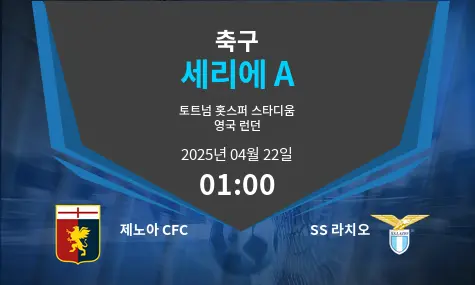 제노아 CFC VS SS 라치오 세리에 A 경기 분석 – 2025년 4월 22일