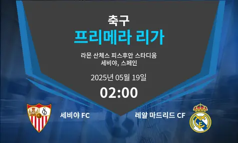 세비야 FC VS 레알 마드리드 CF 프리메라 리가 경기 분석 – 2025년 5월 19일
