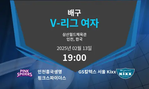 인천흥국생명 핑크스파이더스 VS GS칼텍스 서울 Kixx V-리그 여자 경기 분석 – 2025년 2월 13일