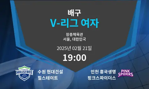 수원 현대건설 힐스테이트 VS 인천 흥국생명 핑크스파이더스 V-리그 여자 경기 분석 – 2025년 2월 21일