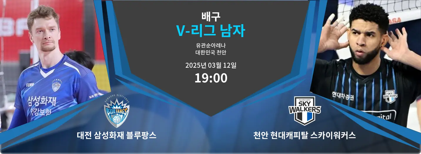 대전 삼성화재 블루팡스 VS 천안 현대캐피탈 스카이워커스 V-리그 남자 경기 분석 – 2025년 3월 12일