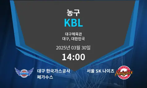 대구 한국가스공사 페가수스 VS 서울 SK 나이츠 KBL 경기 분석 – 2025년 3월 30일
