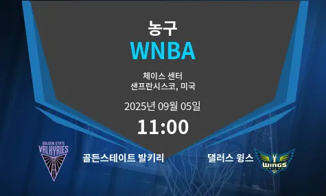 골든스테이트 발키리 VS 댈러스 윙스 WNBA 경기 분석 – 2025년 9월 5일