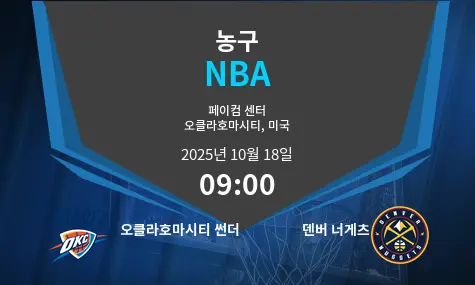 오클라호마시티 썬더 VS 덴버 너게츠 NBA 경기 분석 – 2025년 10월 18일