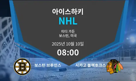 보스턴 브루인스 VS 시카고 블랙호크스 NHL 경기 분석 – 2025년 10월 10일