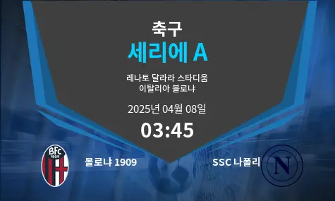 볼로냐 1909 VS SSC 나폴리 세리에 A 경기 분석 – 2025년 4월 08일