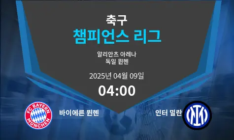 바이에른 뮌헨 VS 인터 밀란 챔피언스 리그 경기 분석 – 2025년 4월 09일
