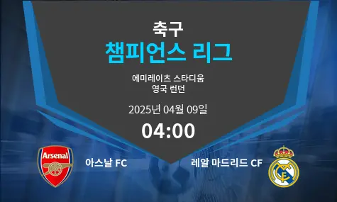 아스날 FC VS 레알 마드리드 CF Champions League 경기 분석 – 2025년 4월 09일