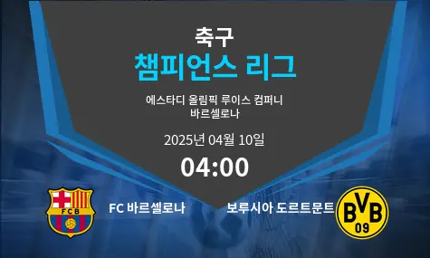 FC 바르셀로나 VS 보루시아 도르트문트 챔피언스 리그 경기 분석 – 2025년 4월 10일