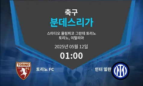 토리노 FC VS 인터 밀란 분데스리가 경기 분석 – 2025년 5월 12일