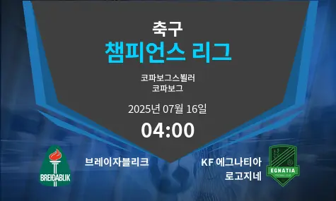 브레이자블리크 VS KF 에그나티아 로고지네 챔피언스 리그 경기 분석 – 2025년 7월 16일
