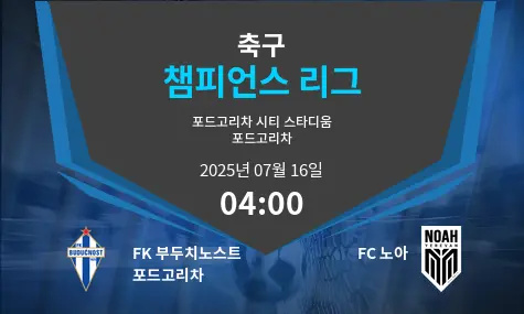 FK 부두치노스트 포드고리차 VS FC 노아 챔피언스 리그 경기 분석 – 2025년 7월 16일