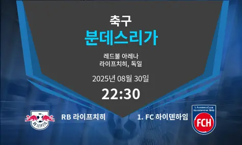 RB 라이프치히 VS 1. FC 하이덴하임 분데스리가 경기 분석 – 2025년 8월 30일