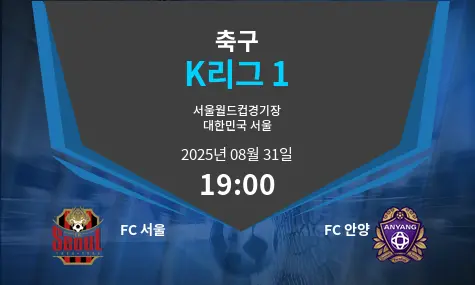 FC 서울 VS FC 안양 K리그 1 경기 분석 – 2025년 8월 31일