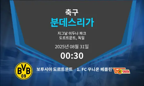 보루시아 도르트문트 VS 1. FC 우니온 베를린 분데스리가 경기 분석 – 2025년 8월 31일