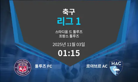 툴루즈 FC VS 르아브르 AC Ligue 1 경기 분석 – 2025년 11월 3일
