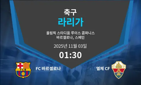 FC 바르셀로나 VS 엘체 CF La Liga 경기 분석 – 2025년 11월 3일