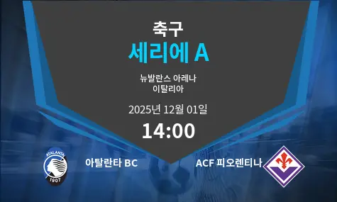 아탈란타 BC VS ACF 피오렌티나 세리에 A 경기 분석 – 2025년 12월 1일