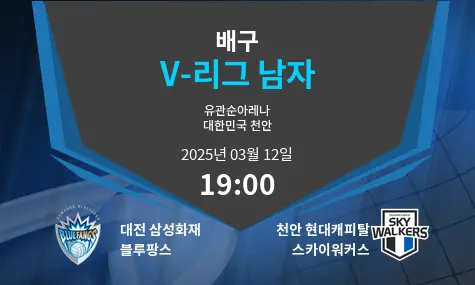 대전 삼성화재 블루팡스 VS 천안 현대캐피탈 스카이워커스 V-리그 남자 경기 분석 – 2025년 3월 12일