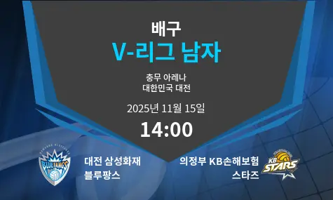 대전 삼성화재 블루팡스 VS 의정부 KB손해보험 스타즈 V-League Men 경기 분석 – 2025년 11월 15일